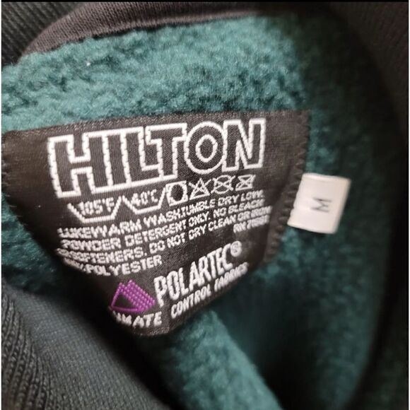 Mens 90's vintage emerald collared polar sweatshir - Picture 2 of 3